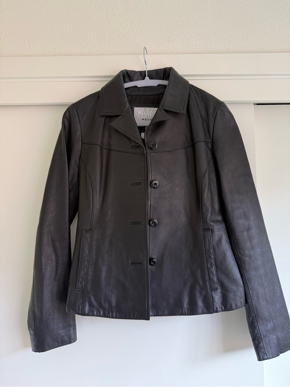 90’s EUC Wilson’s Leather Black Leather Button-Up Thinsulate Jacket  Vintage